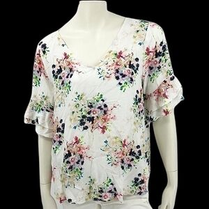 Kori America Women's L Light Floral Blouse